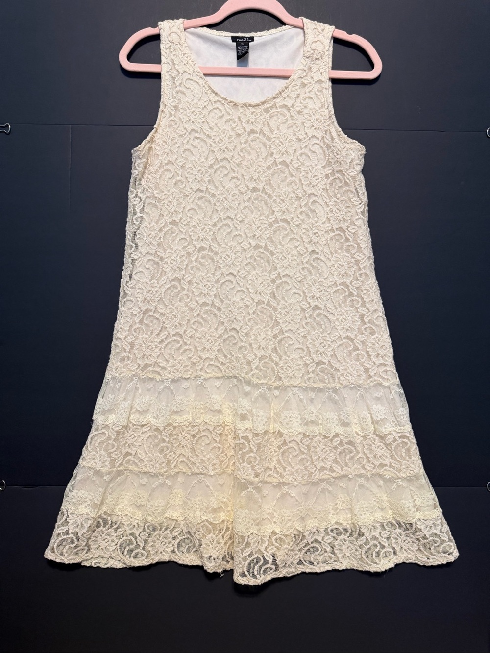 Lace Tiered Dress - Cream/Ivory